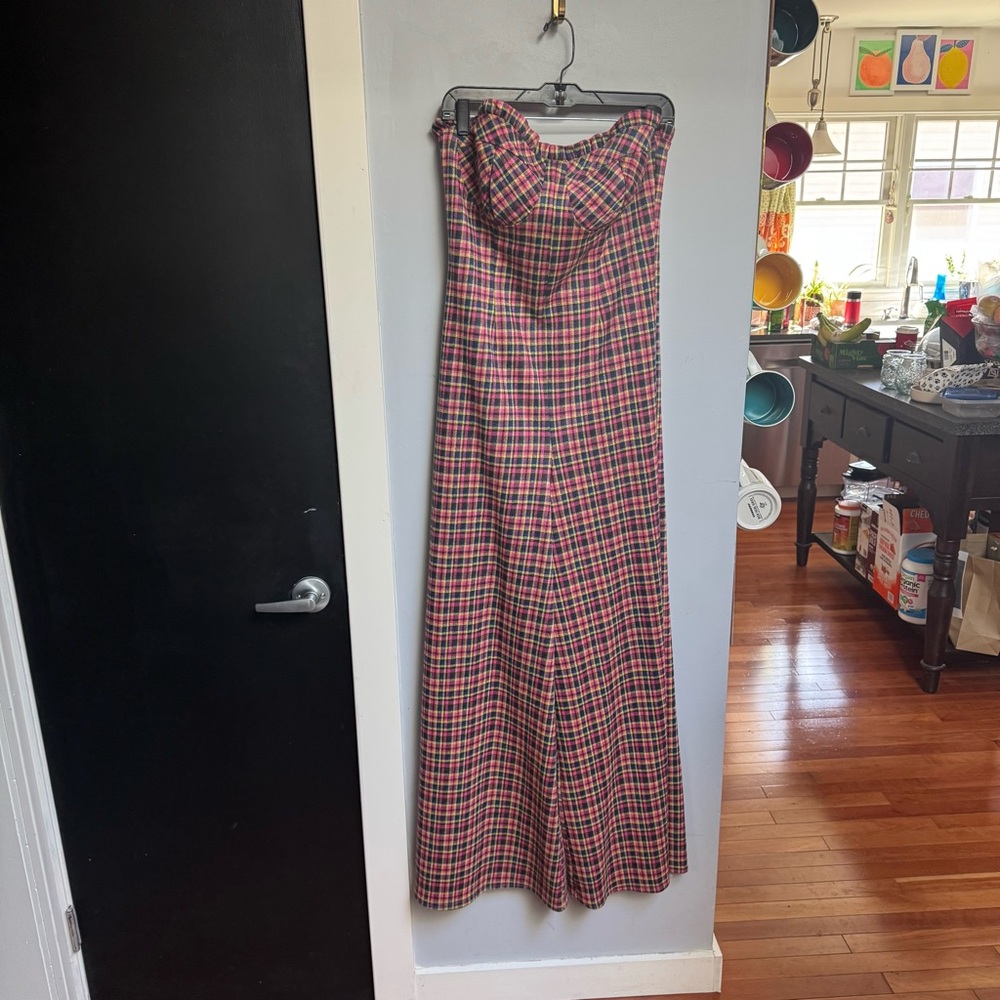 Eva Franco Anthropologie Plaid Strapless Jumpsuit